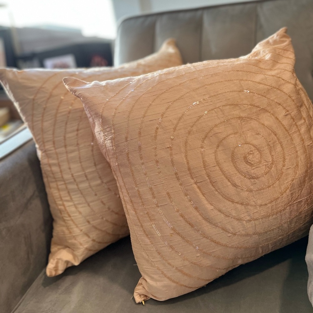 Gorgeous 16” X 16” Dupioni Silk Decor Pillows - ( 2 )
